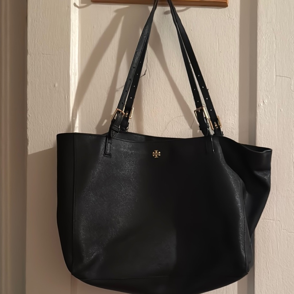Tory Burch Black Textured Leather Tote